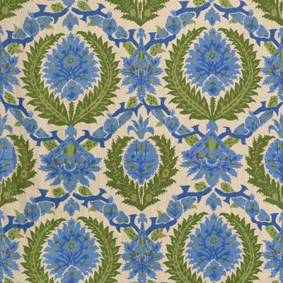Brunschwig & Fils ZENOBIA LINEN PRINT CANTON BLUE/GREEN Fabric