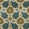 Brunschwig & Fils Kashmiri Linen Print Teal Blue/Taupe Fabric