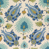 Brunschwig & Fils Kashmiri Linen Print Peridot/Aquamarine Fabric