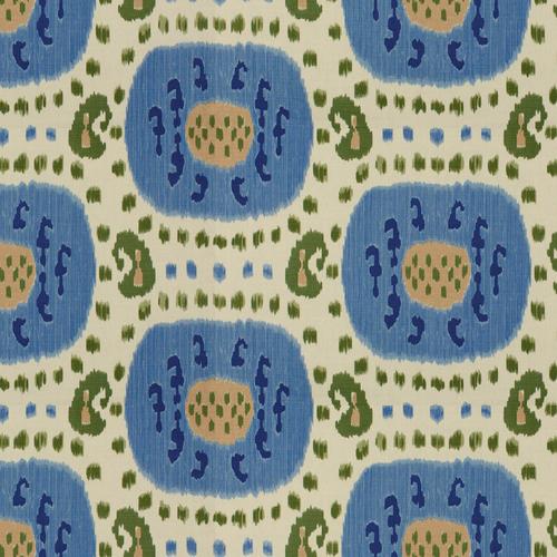 Brunschwig & Fils SAMARKAND COTTON AND LINEN PRINT CANTON BLUE/GREEN Fabric