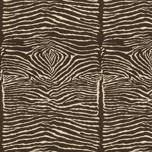 Brunschwig & Fils LE ZEBRE LINEN PRINT CHARCOAL BROWN AND WHITE Fabric