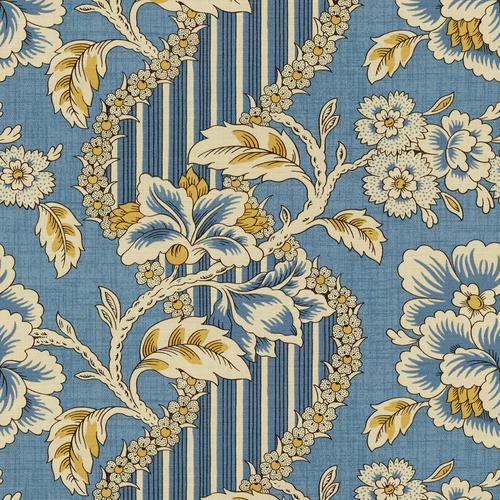 Brunschwig & Fils BOIS DE ROSE BLUE/GOLD Fabric