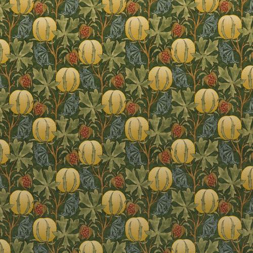 G P & J Baker PUMPKINS VELVET GREEN/TERRACOTTA Fabric