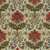 Brunschwig & Fils Windsor Damask Cotton & Linen Print Red On Ecru Fabric
