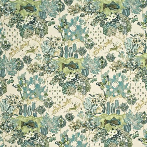 Mulberry GLENDALE TEAL/LEAF Fabric