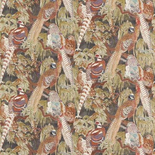 Mulberry GAME BIRDS LINEN CHARCOAL Fabric