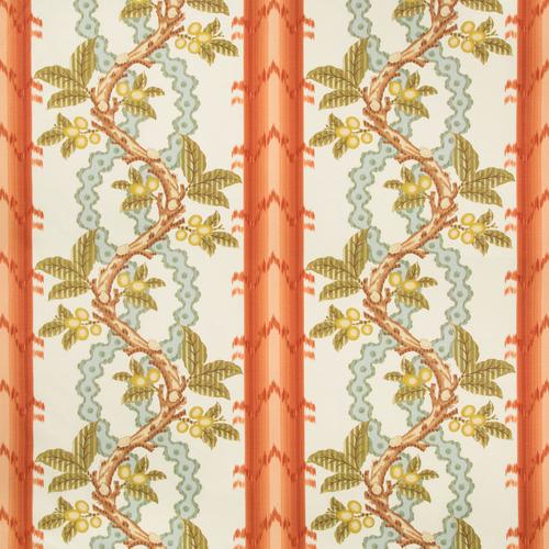 Brunschwig & Fils JOSSELIN COTTON AND LINEN PRINT SPICE/CELADON Fabric