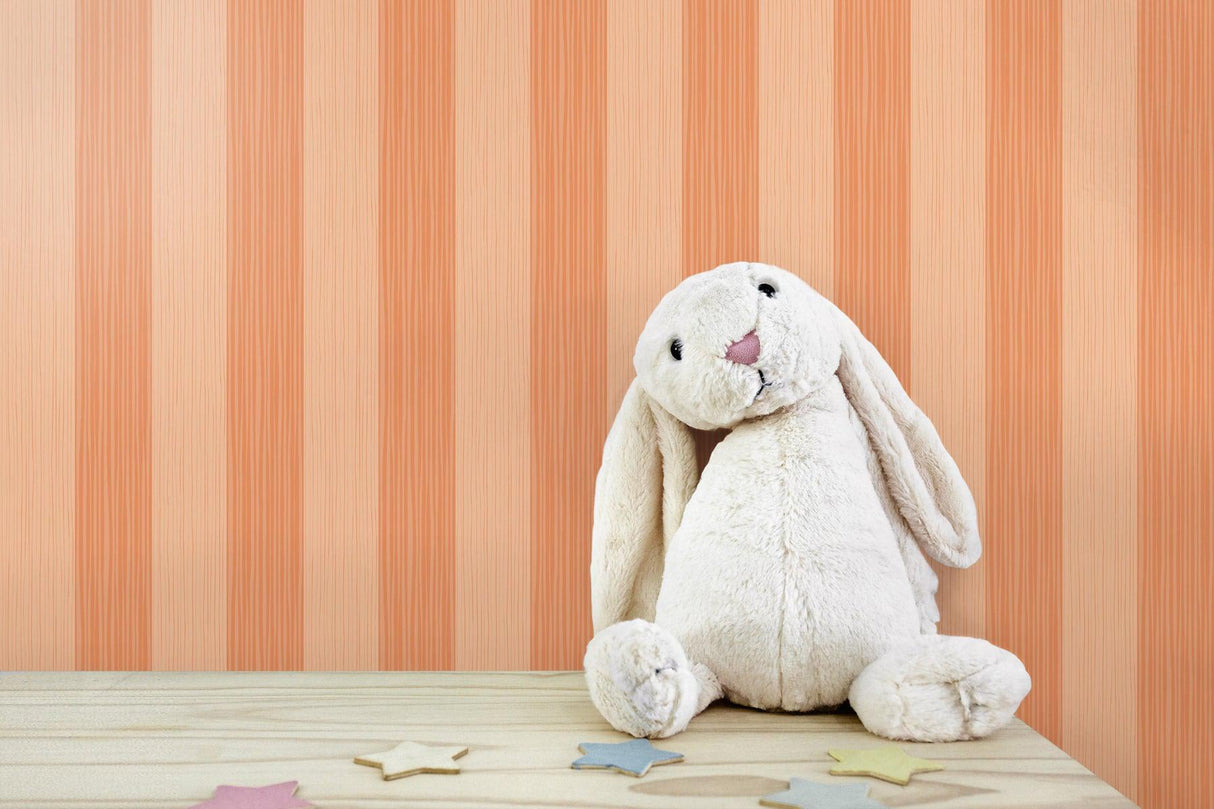 Seabrook Stripes Orange Wallpaper