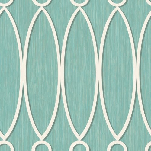 Seabrook Jasper Oval Turquoise And White Wallpaper