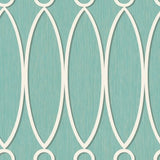Seabrook Jasper Oval Turquoise And White Wallpaper