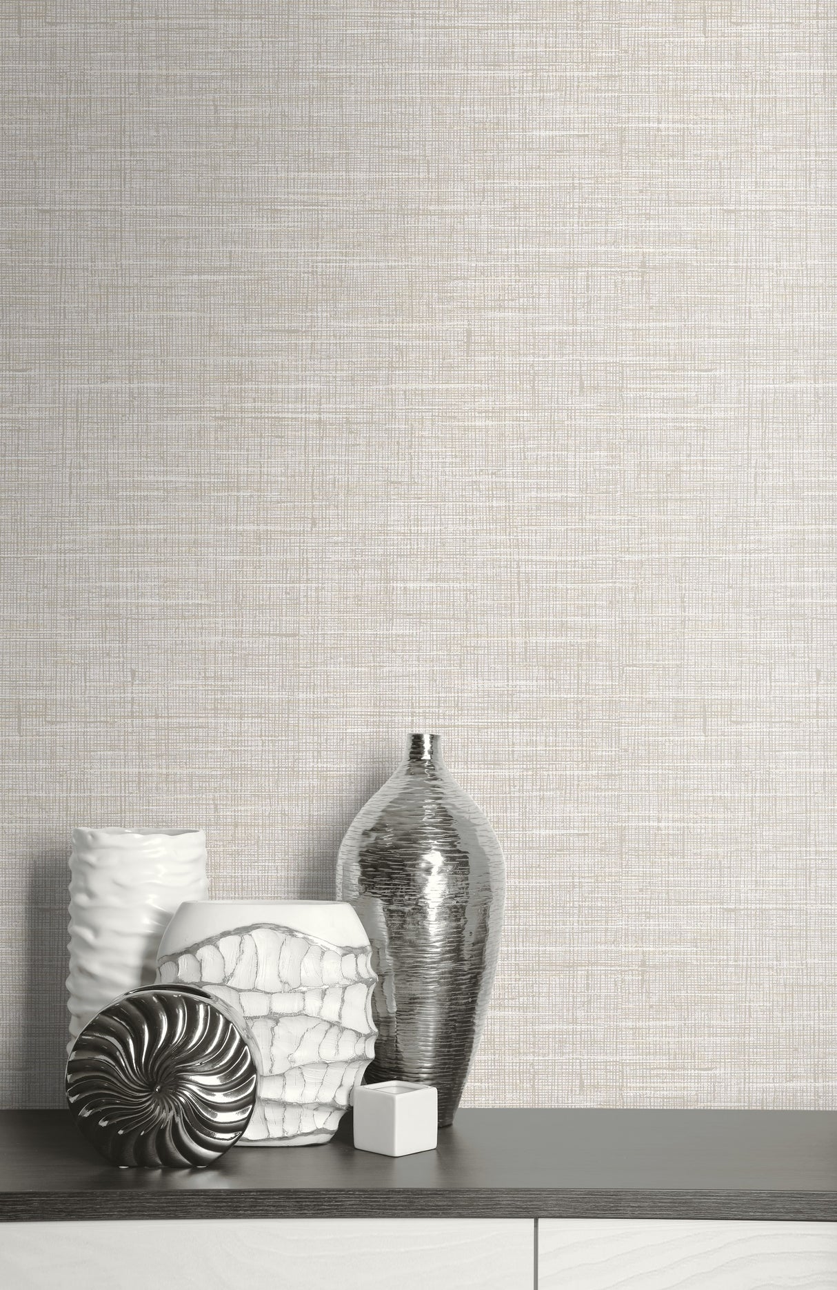 Seabrook Marble Linen Metallic Silver Wallpaper