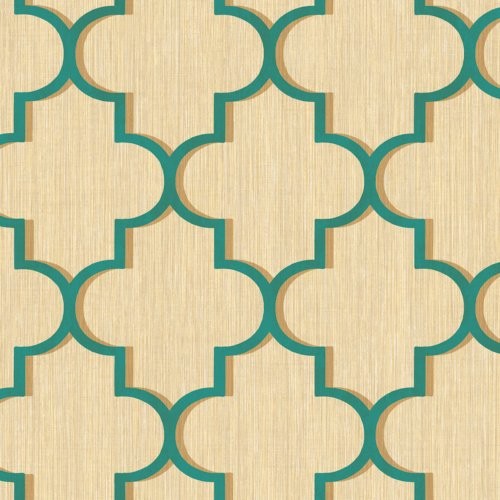 Seabrook Agate Ogee Metallic Teal And Gold Wallpaper