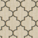 Seabrook Agate Ogee Metallic Charcoal And Gold Wallpaper
