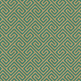 Seabrook Quartz Greek Key Metallic Teal And Gold Wallpaper
