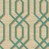 Seabrook Topaz Geometric Teal And Metallic Gold Wallpaper