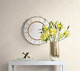 Seabrook Topaz Geometric Metallic Gold And Off-White Wallpaper