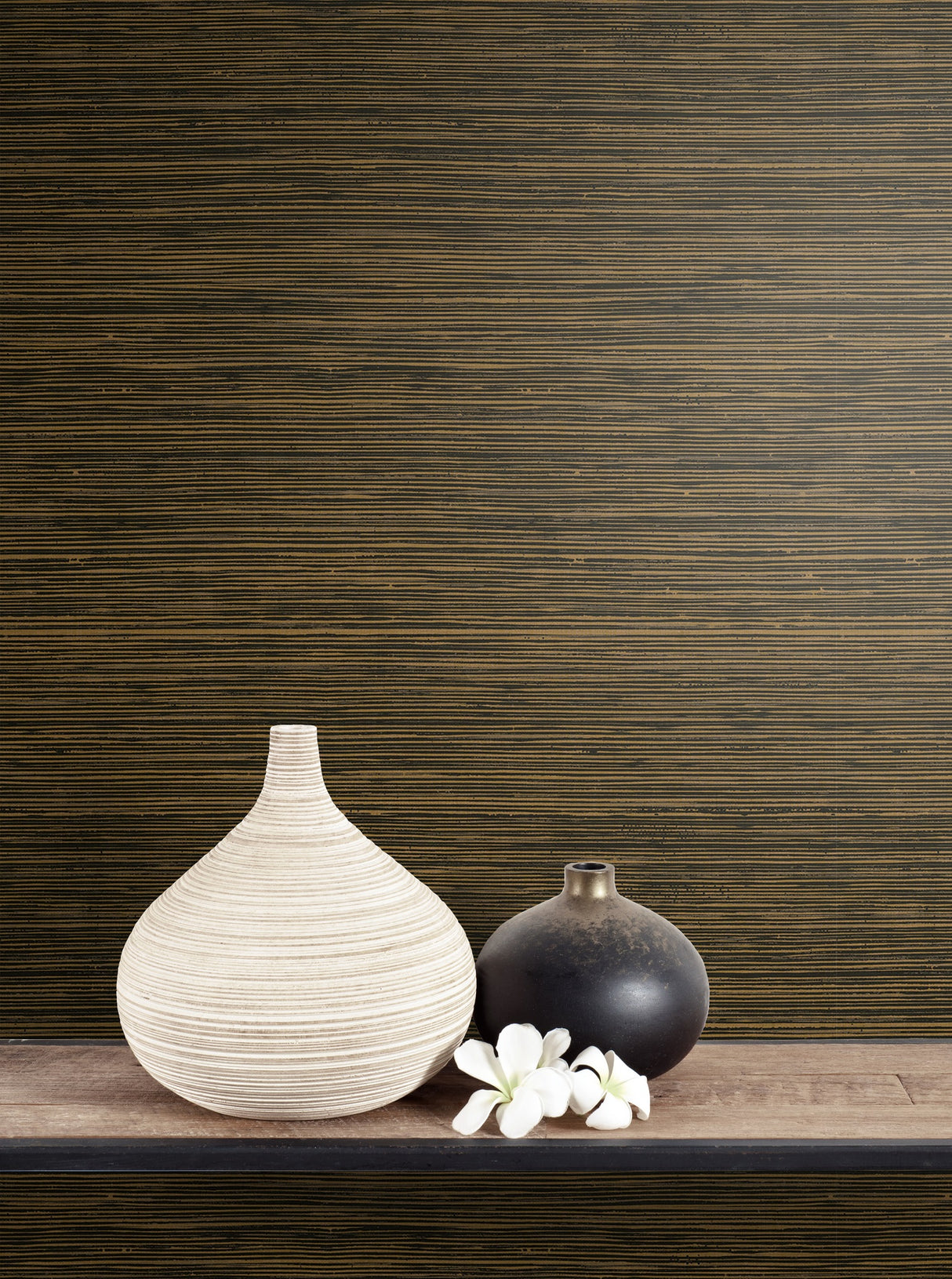 Seabrook Topaz Faux Grasscloth Metallic Gold And Ebony Wallpaper