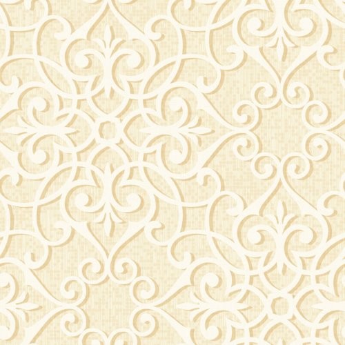 Seabrook Jasper Ironwork Metallic Gold And Off-White Wallpaper