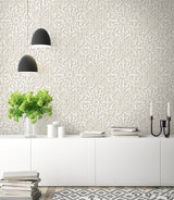 Seabrook Jasper Ironwork Metallic Silver And White Wallpaper