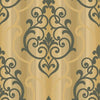 Seabrook Feldspar Damask Metallic Gold And Ebony Glitter Wallpaper