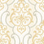 Seabrook Feldspar Damask Metallic Gold And Off-White Wallpaper