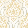 Seabrook Feldspar Damask Metallic Gold And Off-White Wallpaper