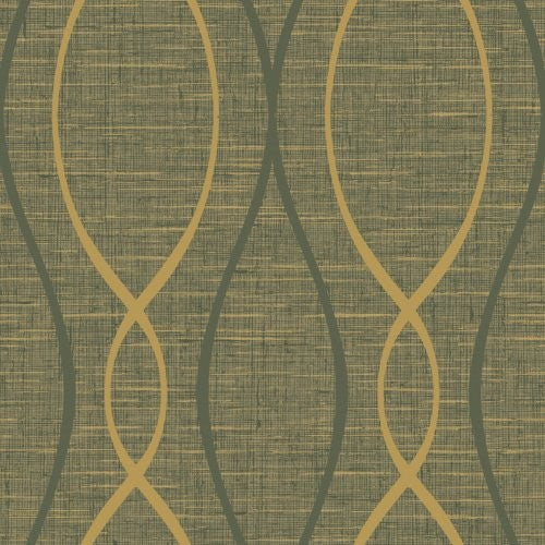 Seabrook Feldspar Tendrils Metallic Gold And Ebony Wallpaper