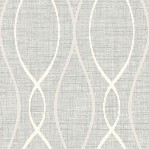 Seabrook Feldspar Tendrils Metallic Silver And White Wallpaper