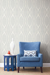 Seabrook Feldspar Tendrils Metallic Silver And White Wallpaper