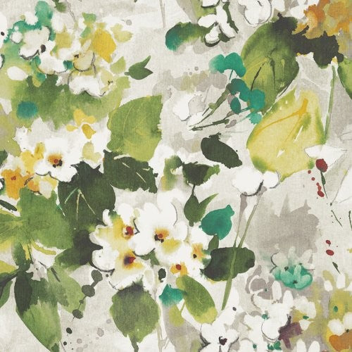 Seabrook Chambon Moss Green, Gray, And Orange Wallpaper