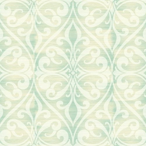 Seabrook Chambon Ogee Seafoam And Linen Wallpaper