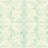 Seabrook Chambon Ogee Seafoam And Linen Wallpaper
