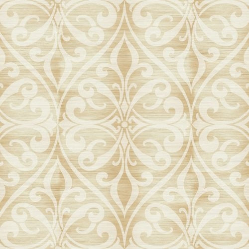 Seabrook Chambon Ogee Pumpkin And Off-White Wallpaper