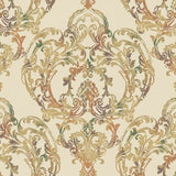 Seabrook Roxen Damask Amber, Gold, And Pine Wallpaper