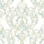 Seabrook Roxen Damask Turquoise, Off-White, And Mint Wallpaper