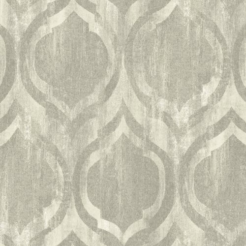 Seabrook Old Danube Ogee Gray And Off-White Wallpaper