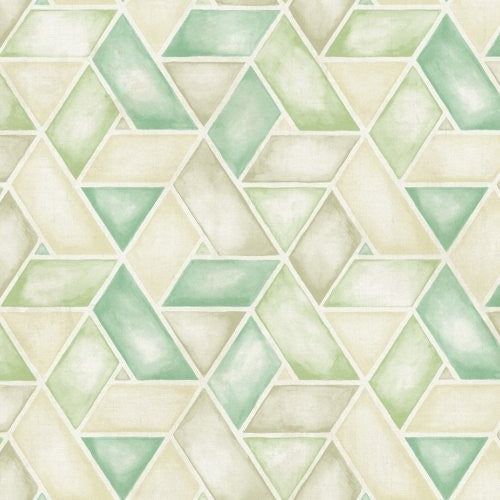Seabrook Kentmere Geo Mint, Spruce, And Off-White Wallpaper