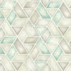 Seabrook Kentmere Geo Teal, Gray, And White Wallpaper