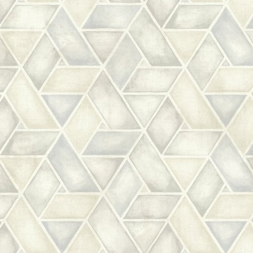 Seabrook Kentmere Geo Gray And White Wallpaper