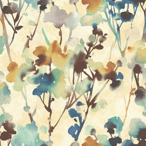 Seabrook Faravel Cerulean, Brass, And Chocolate Wallpaper