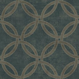 Seabrook Newbury Deep Sea Green And Taupe Wallpaper