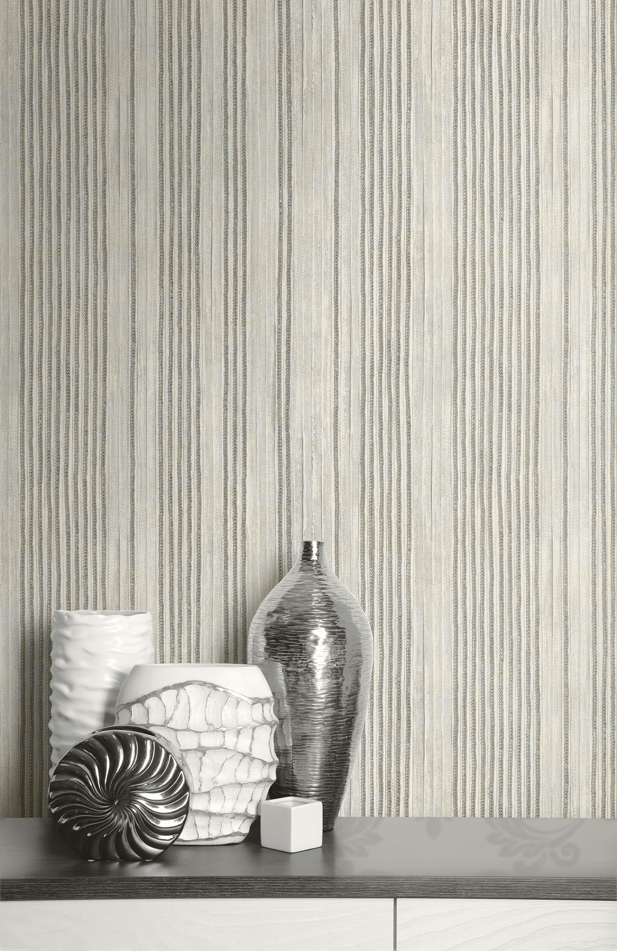 Seabrook Newbury Stripe Gray And Tan Wallpaper