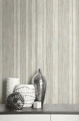 Seabrook Newbury Stripe Gray And Tan Wallpaper