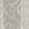 Seabrook Notting Hill Gray, Metallic Silver, And White Wallpaper