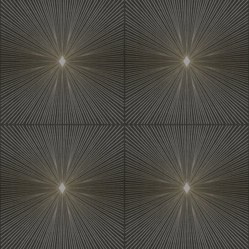 Seabrook Melrose Black And Metallic Gold And Silver Wallpaper