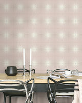 Seabrook Melrose Pink, Off-White, And Metallic Silver Wallpaper