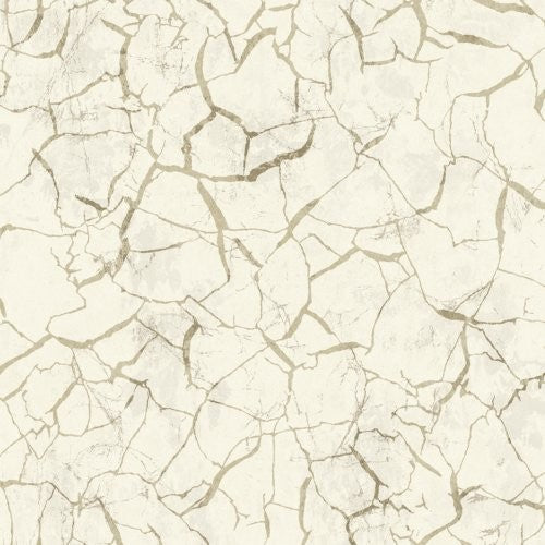 Seabrook Lenox Hill Crackle Off-White And Metallic Gold Wallpaper