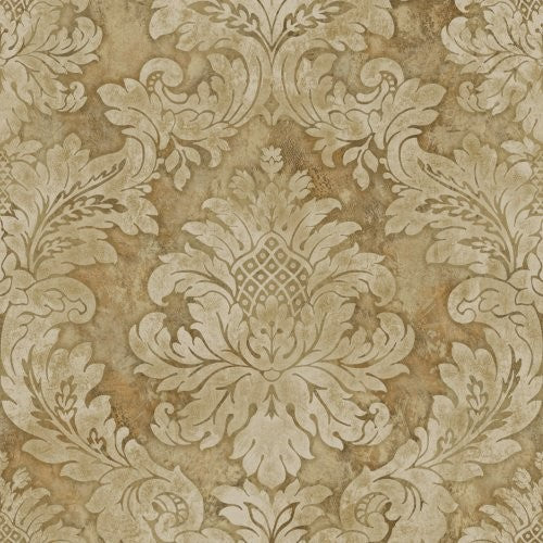 Seabrook Hampstead Metallic Gold, Taupe, And Rust Wallpaper