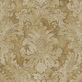 Seabrook Hampstead Metallic Gold, Taupe, And Rust Wallpaper