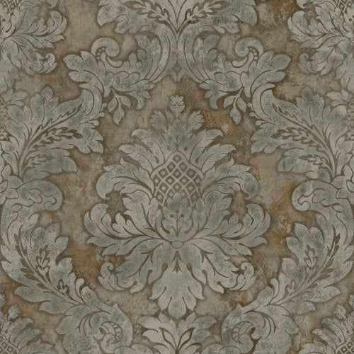 Seabrook Hampstead Brown, Metallic, And Charcoal Wallpaper